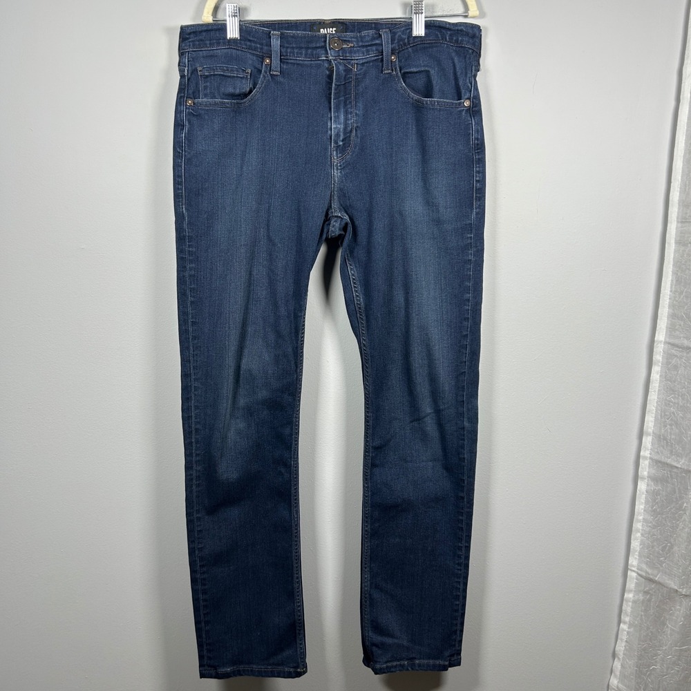 Paige Federal Slim Straight Jeans Mens 34 x 30 Dark Wash Blue Denim Classic